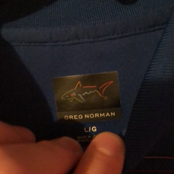 Greg Norman Blue Red Yellow Black Striped Golf Jersey Knit Polo Mens Large L - Picture 3 of 12